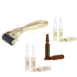 Zlatý Derma Roller 1200 Titanových Jehel + Ampule na Různé Kožní Problémy