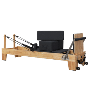 Pilates Reformer – Masivní Dubové Dřevo, Černé Polstrování